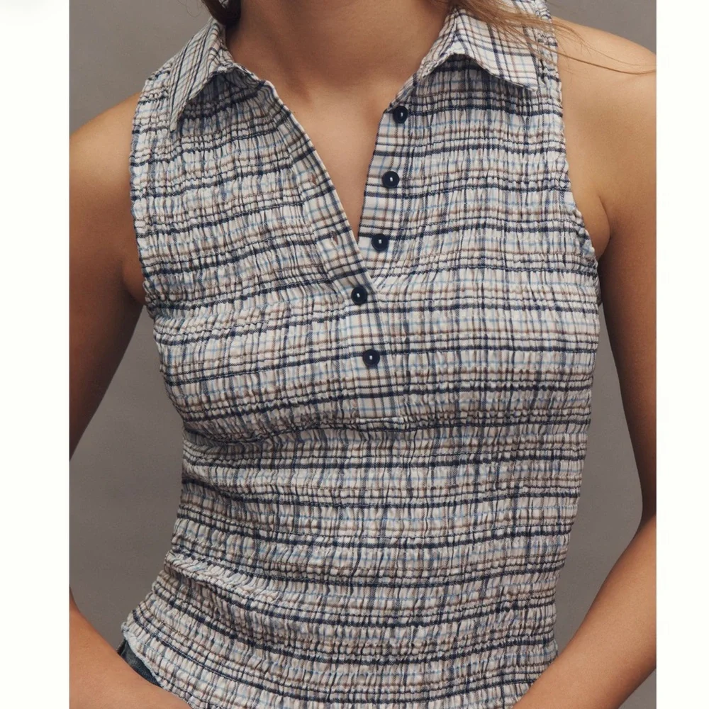 Anthropologie Pilcro Sleeveless Shirred Top, NWOT - Picture 4 of 7